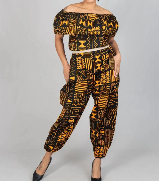Kara Chic - African Print Off-shoulder Jumpsuit - Rack Hunt