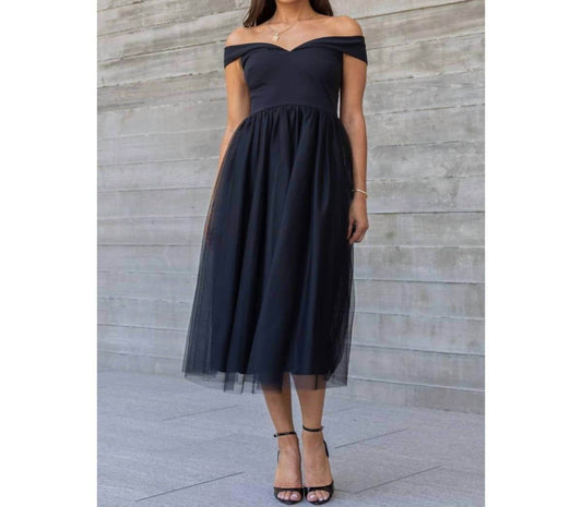 Inmod - Off the Shoulder Tulle Midi Dress - Rack Hunt -