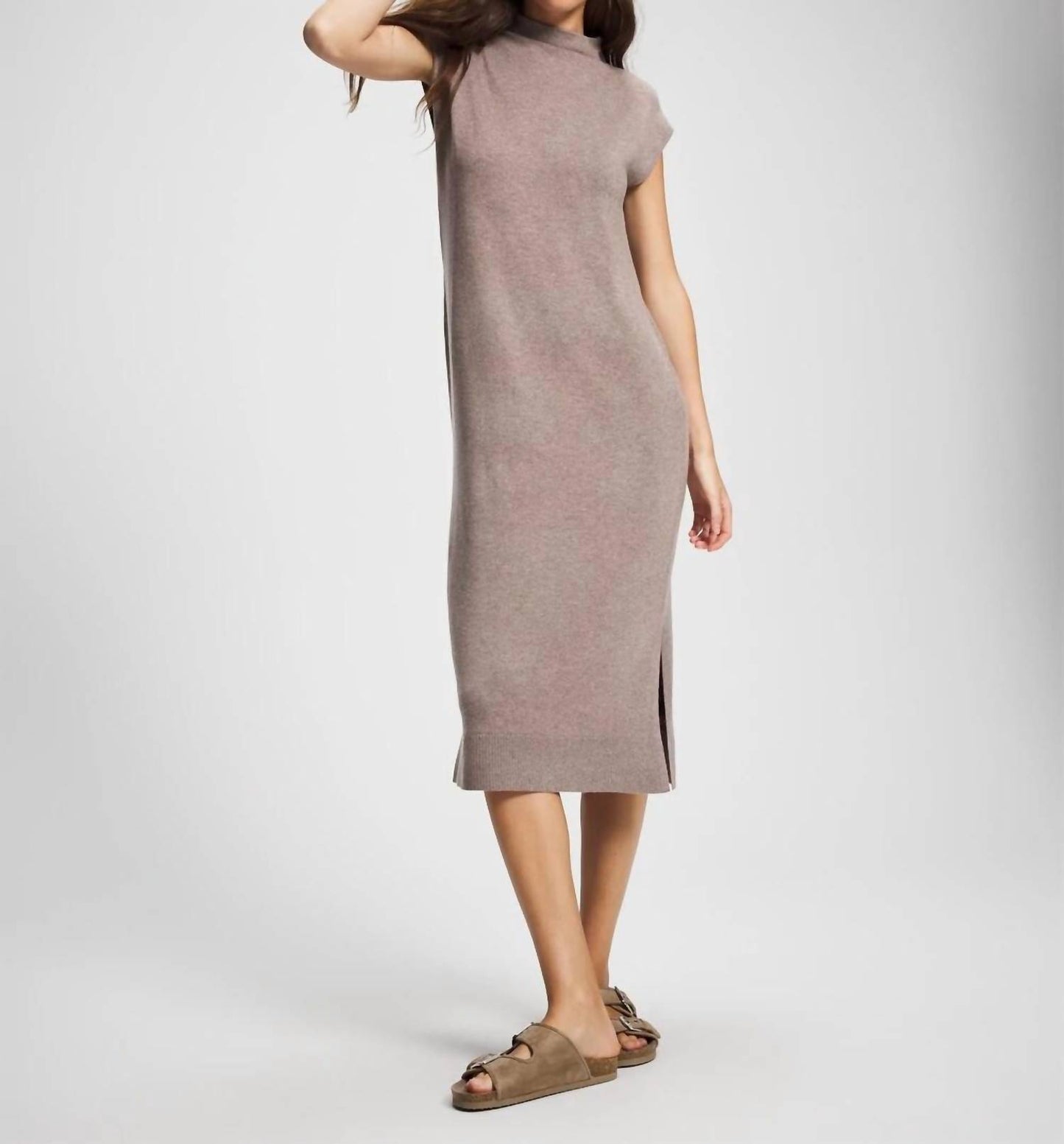 Premier Knit Sweater Wrap And Funnel Neck Midi Dress Set