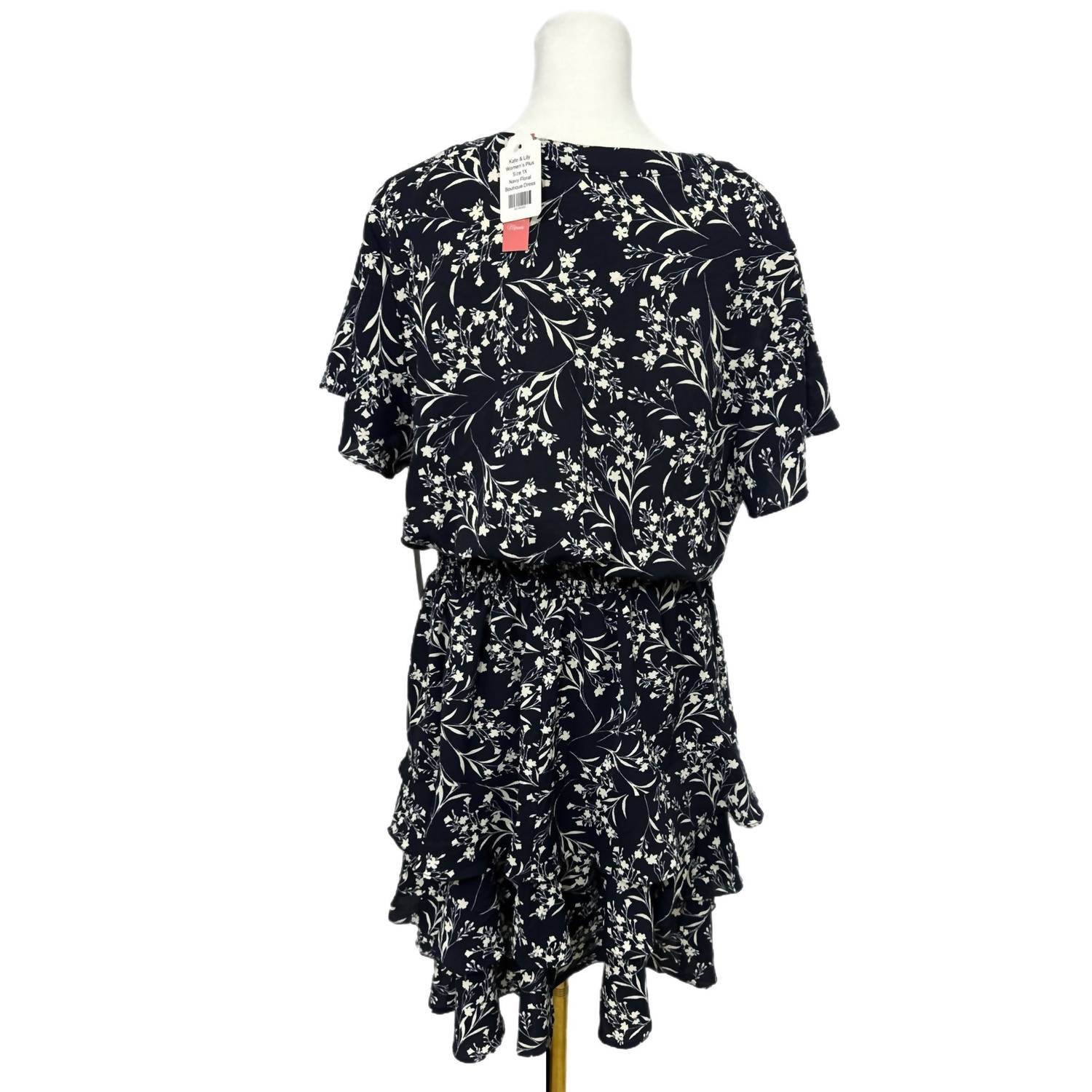 Kate and Lily - Floral Ruffle Dress Short Sleeve Button Front - Rack Hunt -