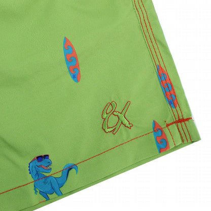 Surfing T-rex Print Swim Trunks