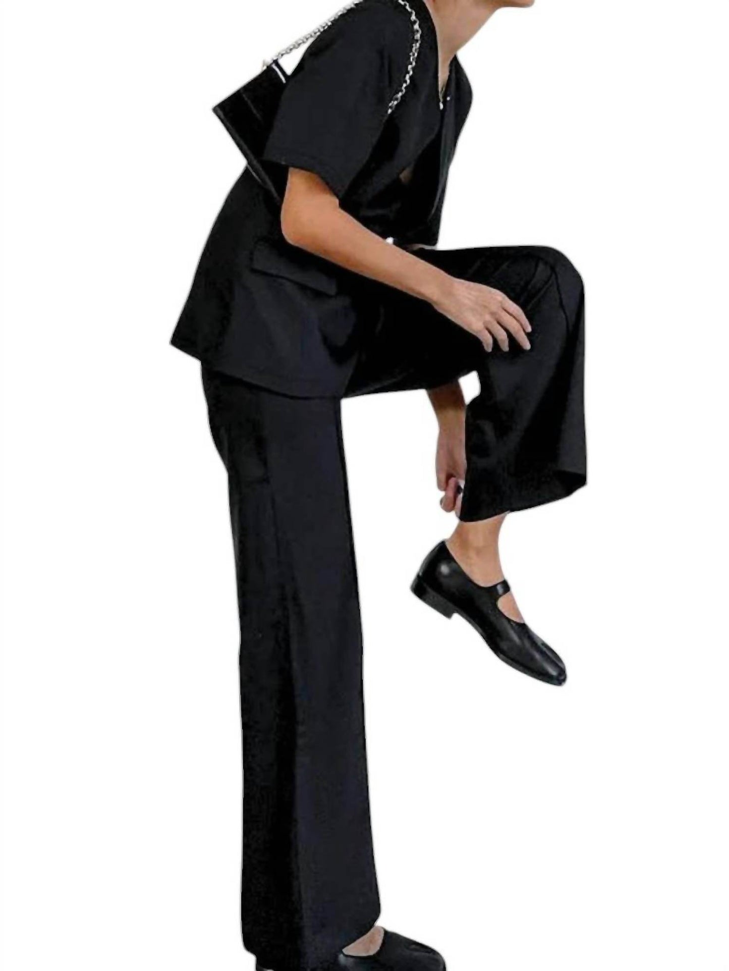 The Cotton Brand - Meredith Double-Breasted Satin Blazer and Pant Set - Rack Hunt -