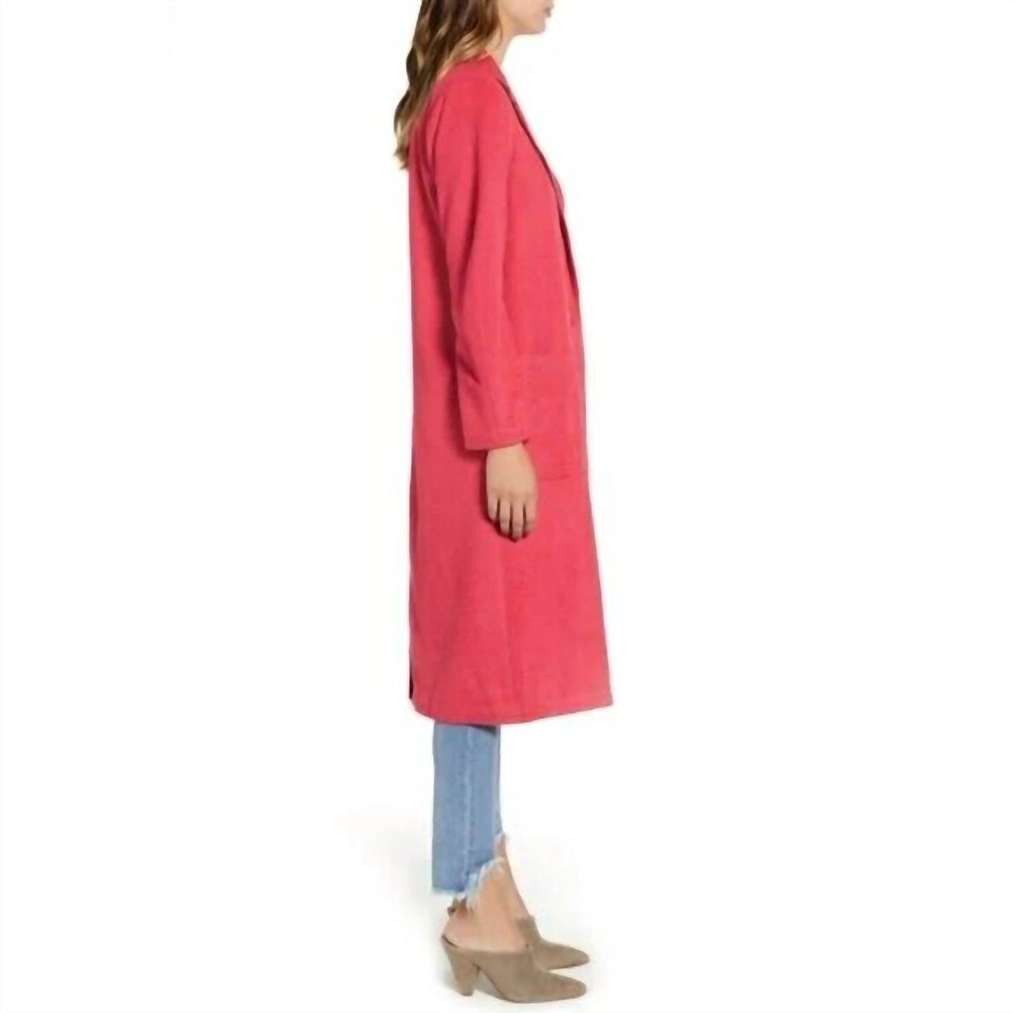 Leith - Single Button Belted Salmon Barbiecoro Oversized Jacket - Rack Hunt -