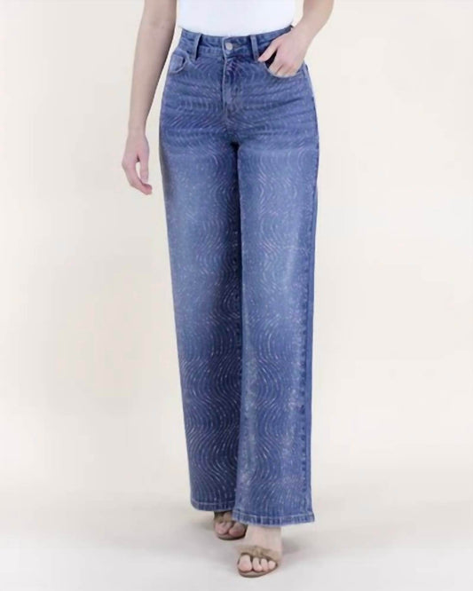 Original USA - Swirl Embellished Rhinestone High Rise Wide Leg Jeans - Rack Hunt -