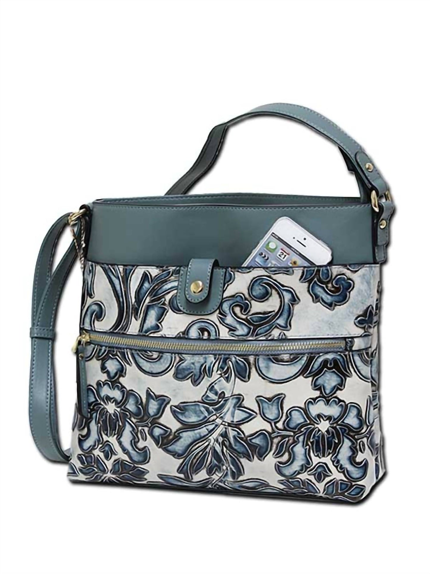 Women's Mirabelle Tooled Embossed Leather Crossbody Bag