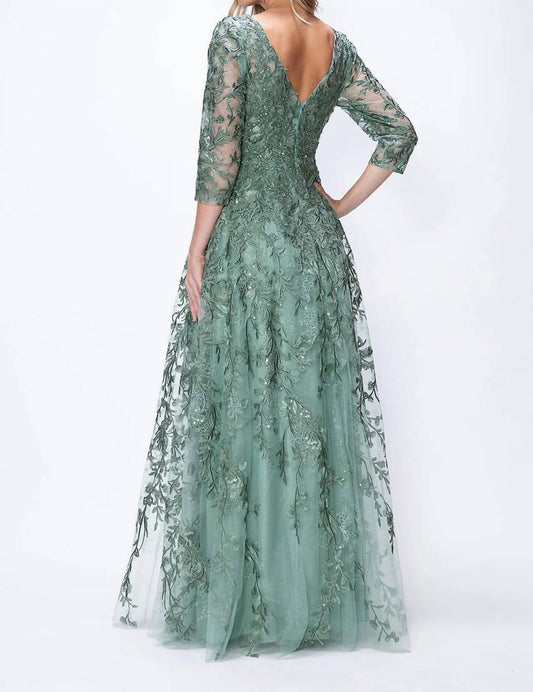 Embroidered A-line Mother Of The Bride Gown