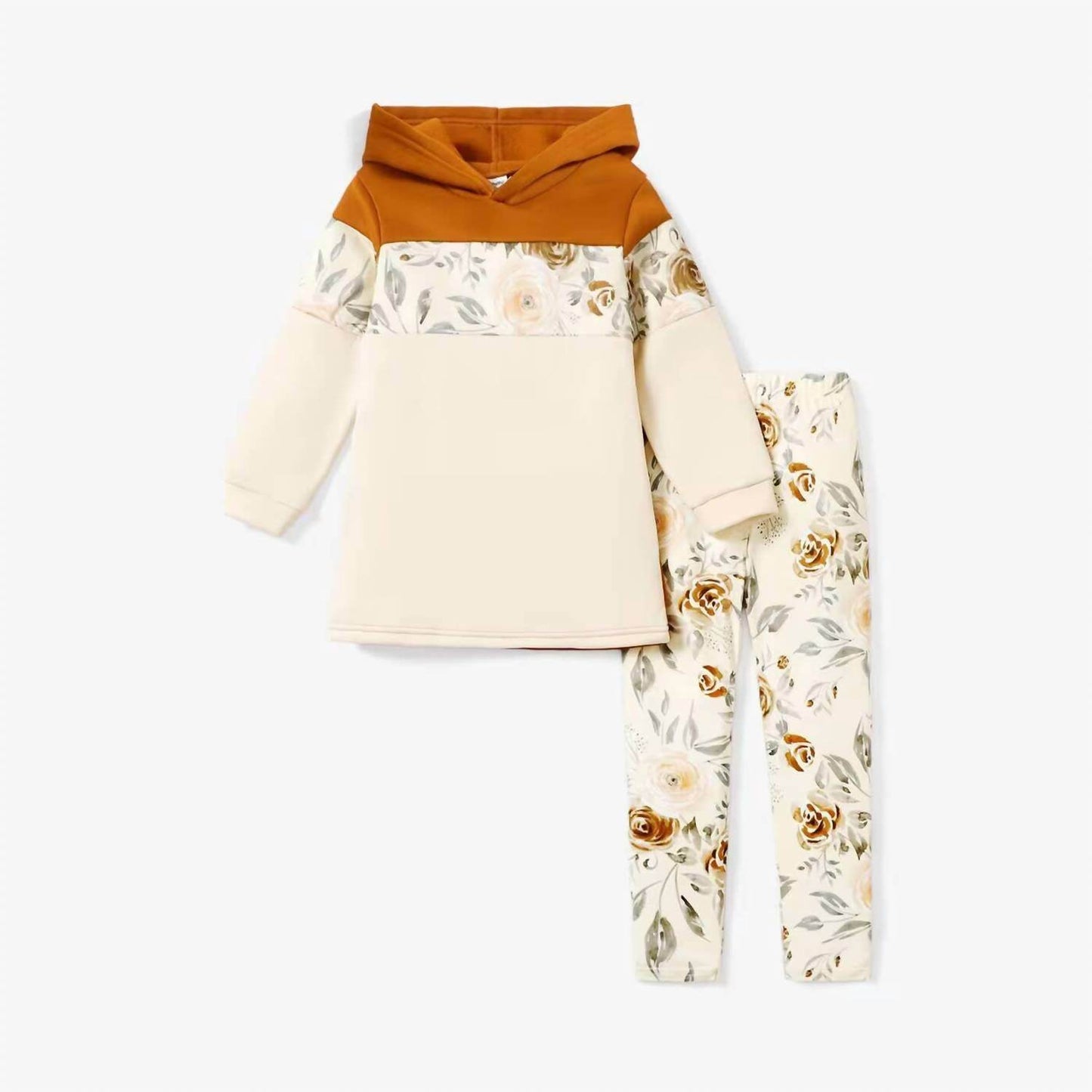 PatPat - Girl's 2-piece Floral Hoodie Sweatshirt And Pants Set - Rack Hunt -