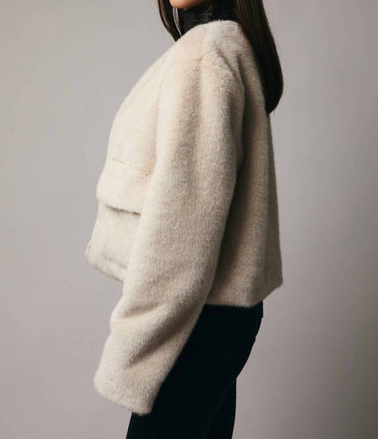 Cropped Long Sleeve Fur Coat