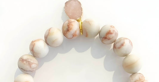 OMI - Women's Sweet Love Marble Agate Druzy Charm Bracelet - Rack Hunt -