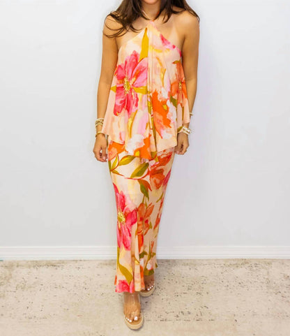 Tropical Floral Halter Dress