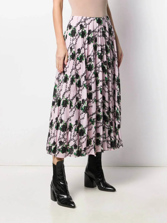Valentino - Print Silk Pleated Skirt - Rack Hunt
