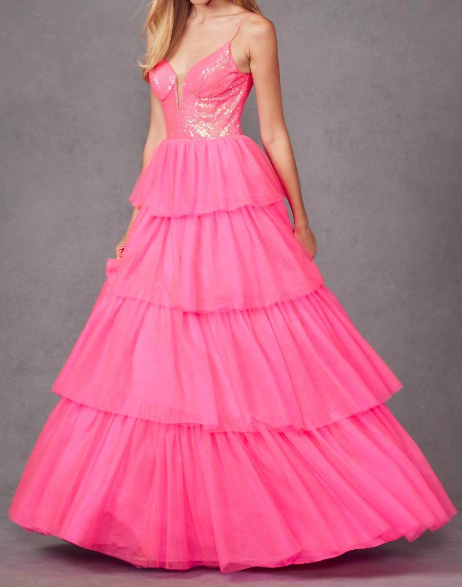 Juliet - Sleeveless A-line Ruffled Prom Dress - Rack Hunt -