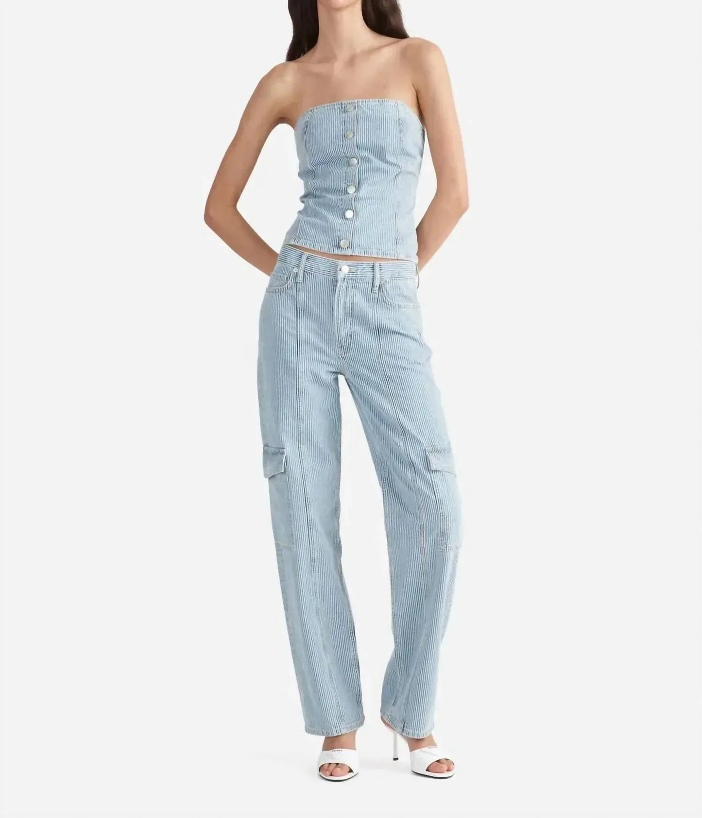 ENA PELLY - Diana Denim Stripe Bustier Top - Rack Hunt