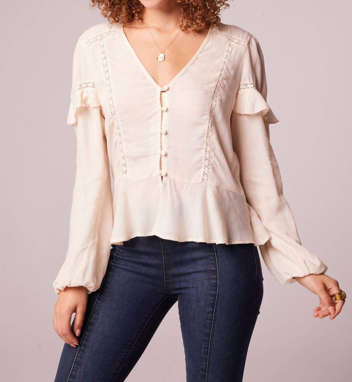 B.O.G. Collective - Sandy Ruffle Long Sleeve Button Blouse - Rack Hunt -