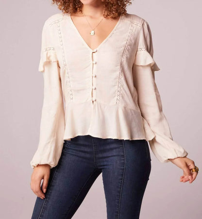 B.O.G. Collective - Sandy Ruffle Long Sleeve Button Blouse - Rack Hunt