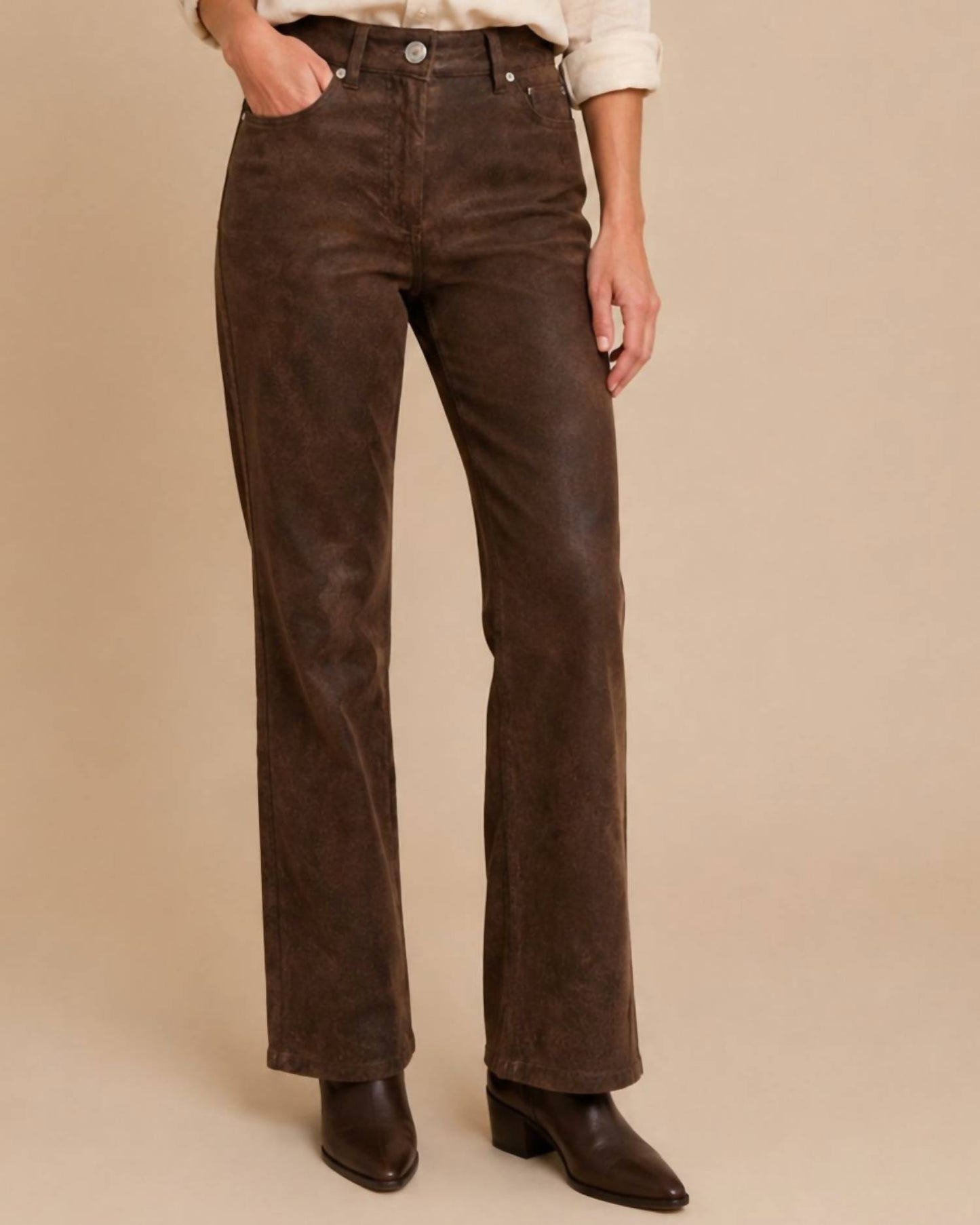 High Rise Coated Jeans