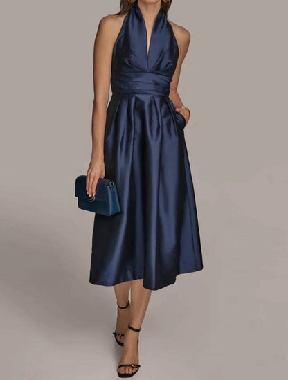 V-neck Midi Cocktail Dress