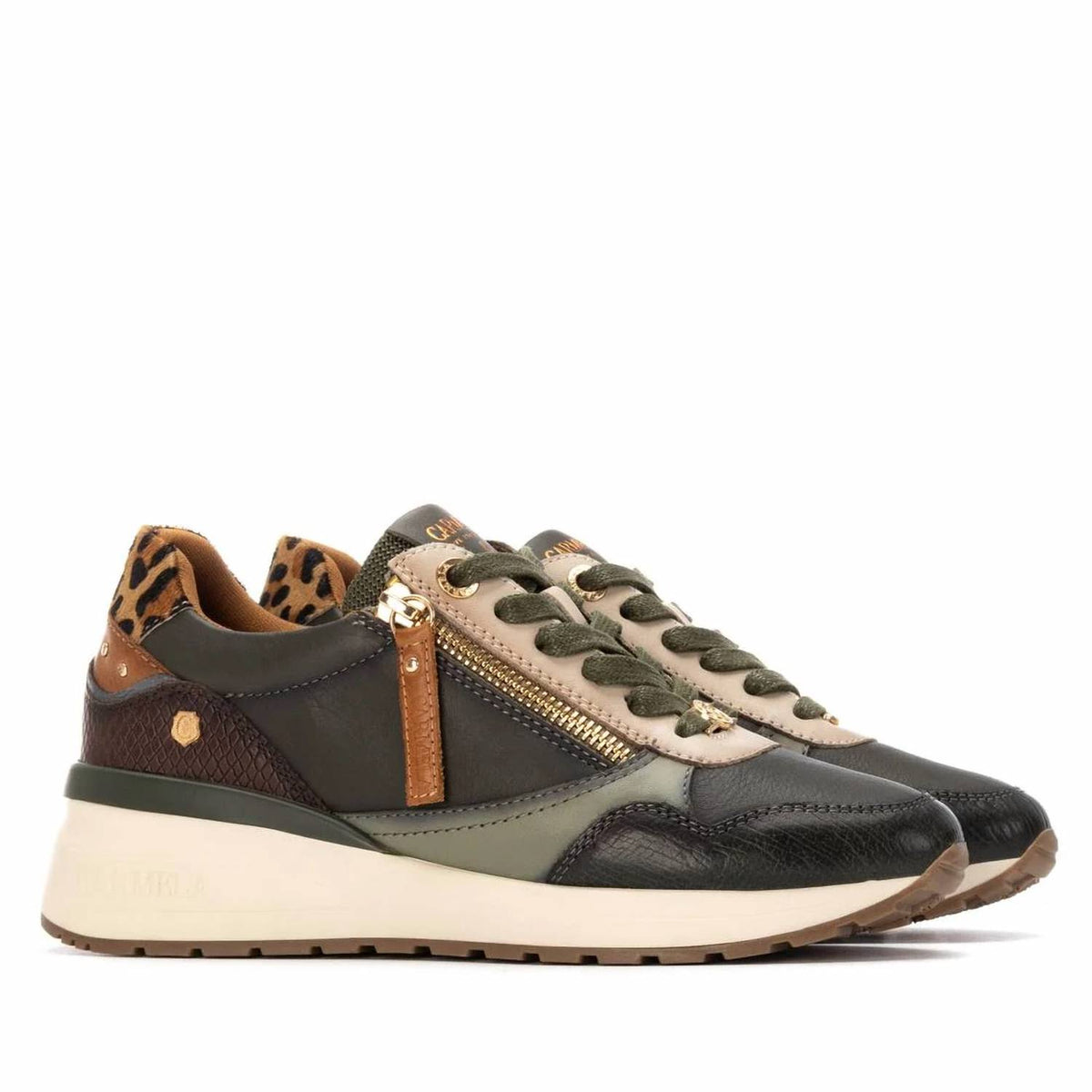Women's Leather Wedge Lace-up Sneaker