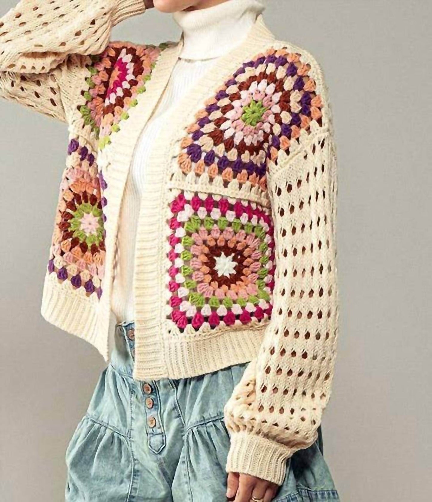 Fashion Week - Burst Of Color Patchwork Cardigan - Rack Hunt -