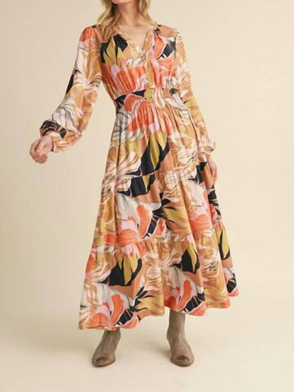 Tropical Print Midi Dress