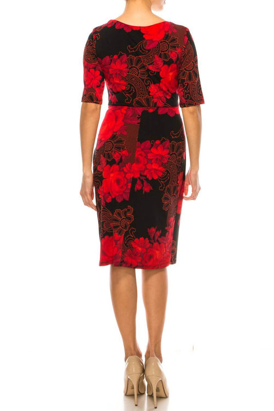 Connected Apparel - Floral 3/4 Sleeve Sheath Dress - Rack Hunt -