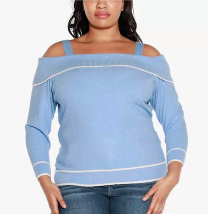 Off-the-shoulder Sweater - Plus