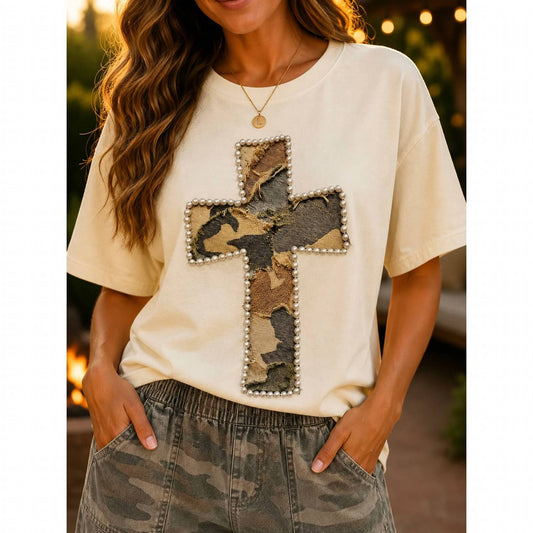 Camo Cross Graphic Short Sleeve Tee