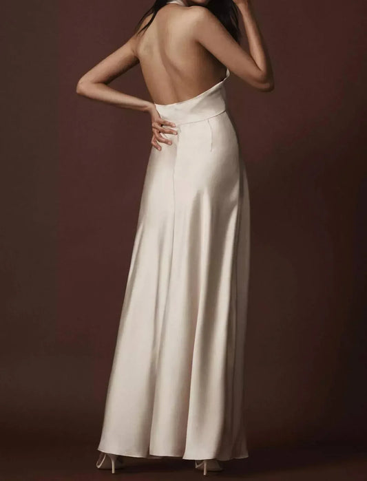 BHLDN - Selma Halter Neck Satin Maxi Dress - Rack Hunt