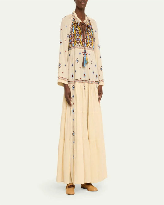 Fortela - Wide Caftan With Embroidered Bib - Rack Hunt