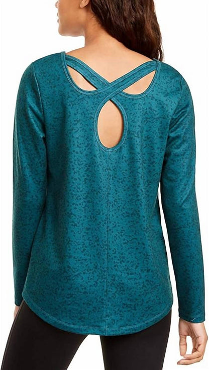 Activewear Printed Cutout Back Top