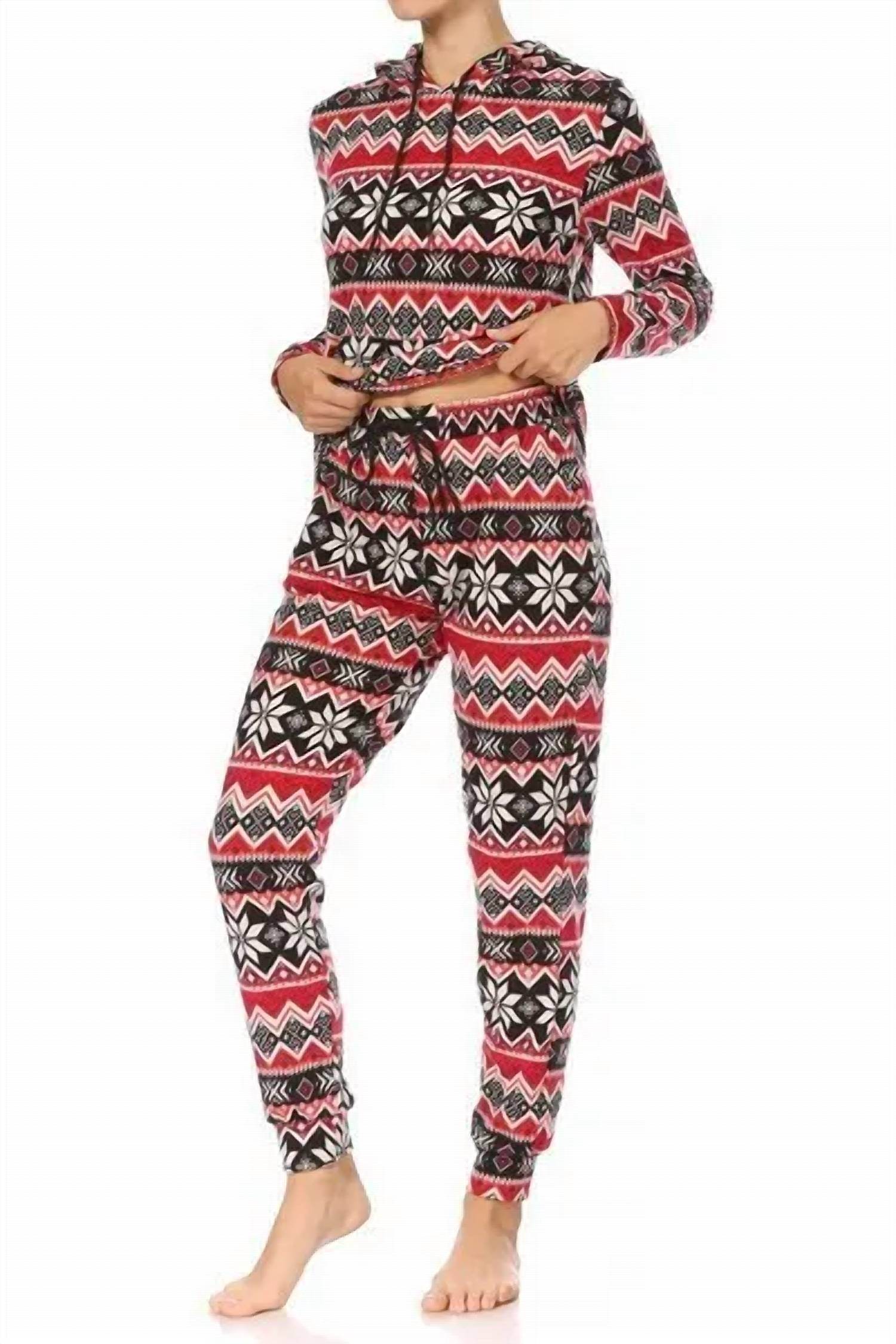 SHOSHO - Holiday Hooded Lounge Set Pajamas - Rack Hunt -