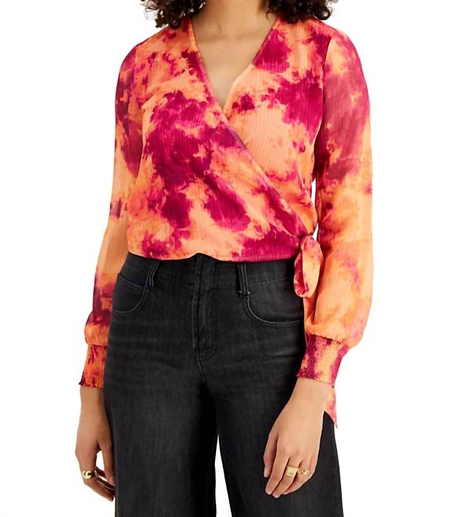 Bar III - Long Sleeve Wrap Blouse - Rack Hunt