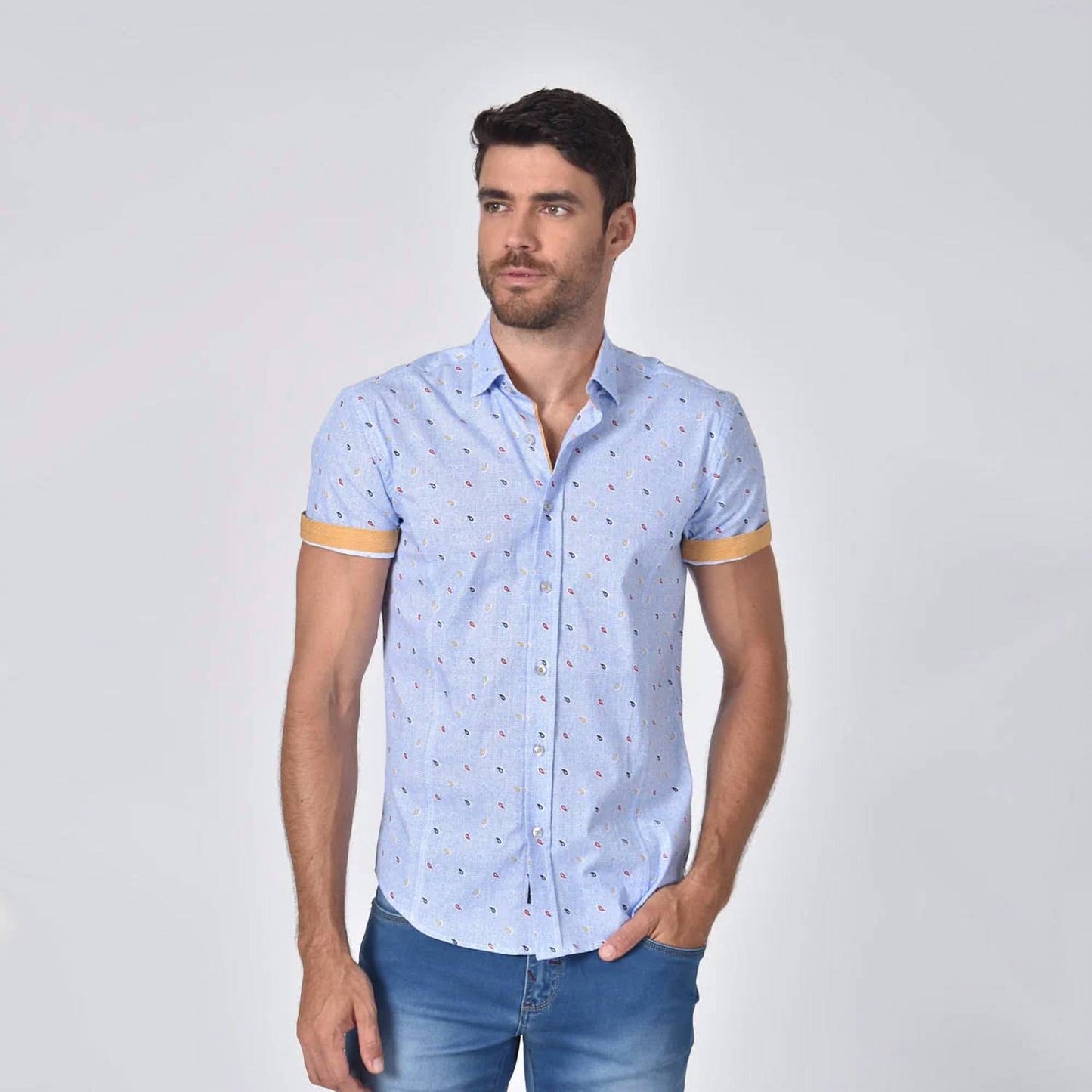 Tri-color Paisley Short Sleeve Shirt