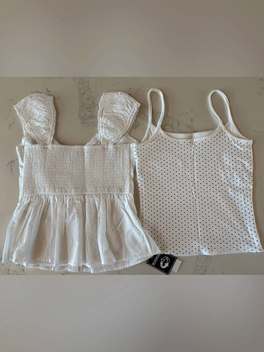 Junior Baby Doll Button Down Top And Polkadot Cami Set