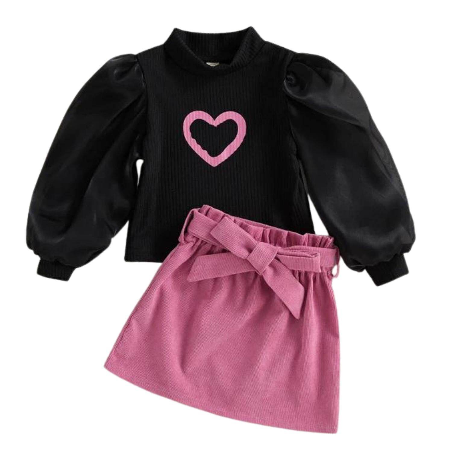 Littleoneusa - Deluxe Heart Blouse With Pink Skirt - Rack Hunt -