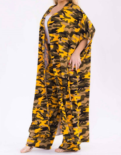 Camo Print Kaftan And Pants Set