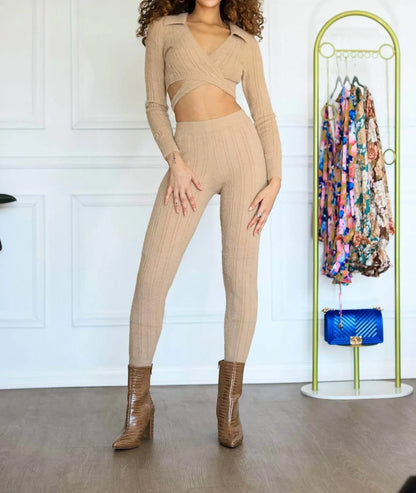 Little Secret Of Mine - Women's Long Sleeve Crop Top And Pant Set - Rack Hunt