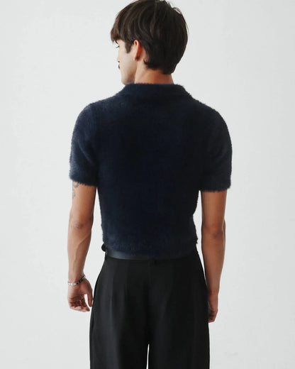 T.W.I.N. That’s What I Need - Fuzzy Cropped Polo Shirt - Rack Hunt
