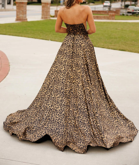 Cheetah Slit Gown
