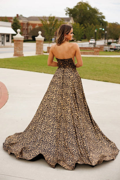 Cheetah Slit Gown