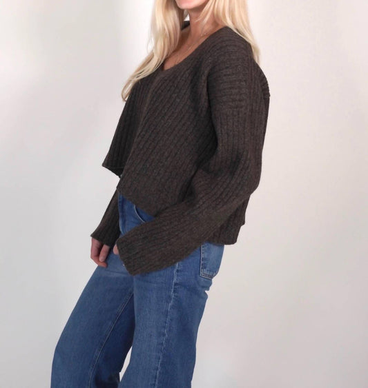 V Neck Cropped Sweater Top