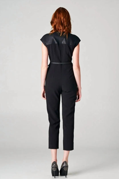 Beautifully - Leather Sleeve Jumpsuit - Rack Hunt