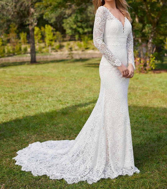 Long Sleeve Lace Mermaid Wedding Dress