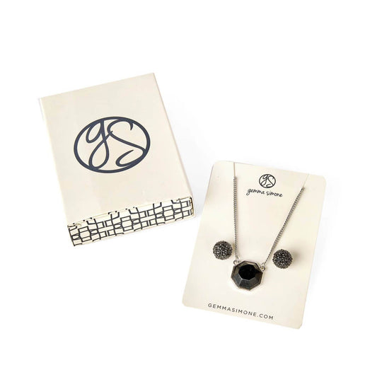 Gemma Simone - NECKLACE & BLACK EARRINGS SET - Rack Hunt -