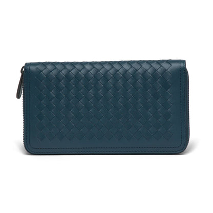 Unisex Zip Around Long Leather Wallet