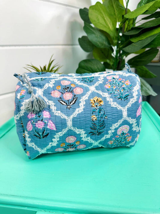 Women's Quilted Makeup Cosmetic Bag
