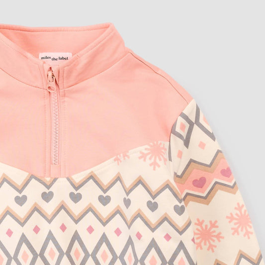 Girl's Fairisle Fleece Half Zip Pullover