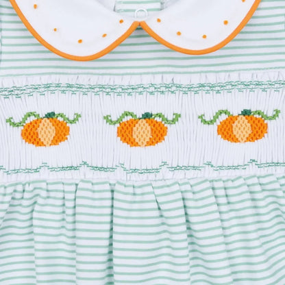 Magnolia Baby - Girl's Lil' Pumpkin Classics Smocked Short Sleeve Bubble - Rack Hunt