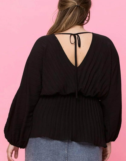 OODI - Solid Pleated Silky Fabric Top - Rack Hunt