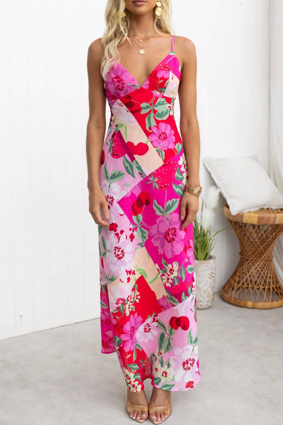 Blushing Garden Patchwork Maxi Dress